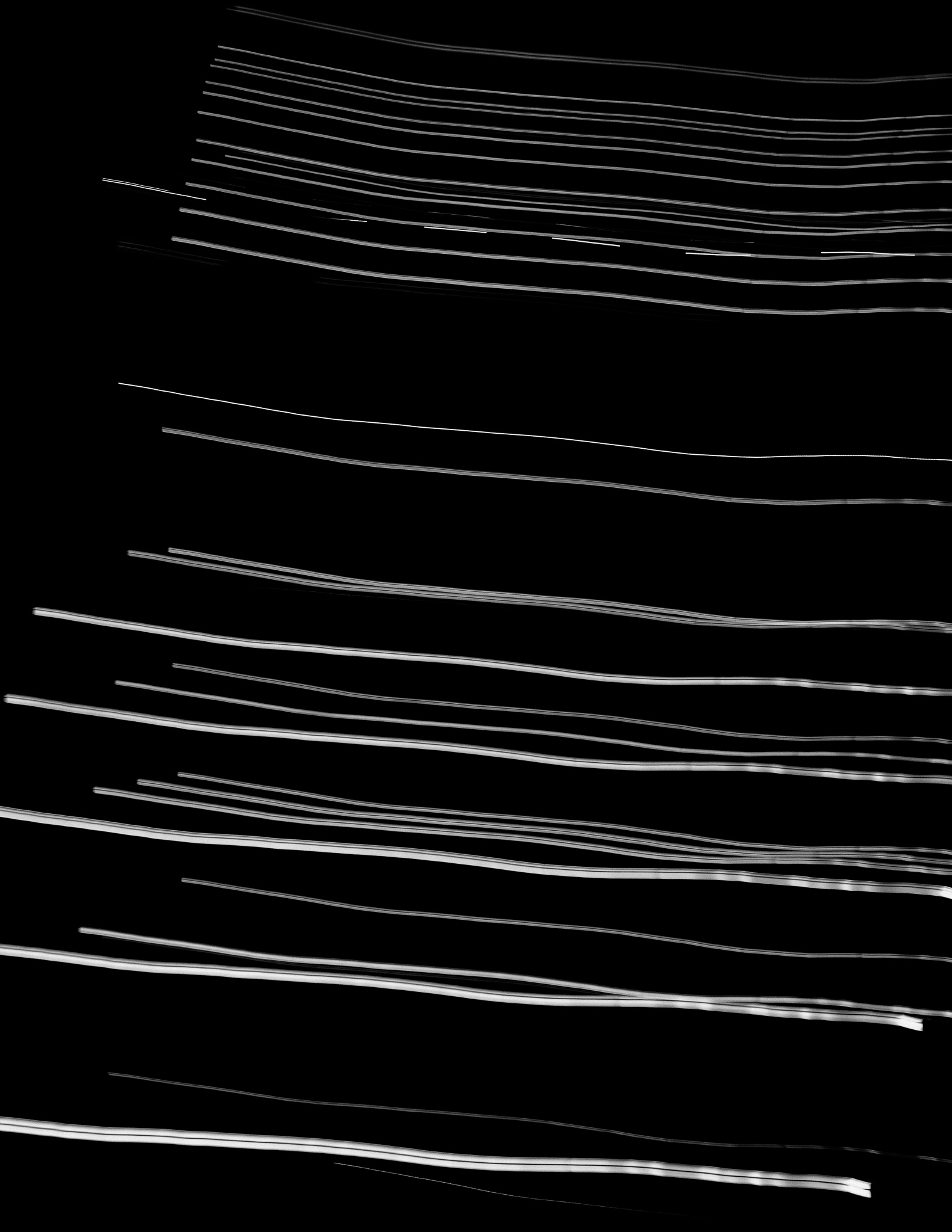 Christian Solorzano — minimal black-and-white abstract of white light-trail streaks on black